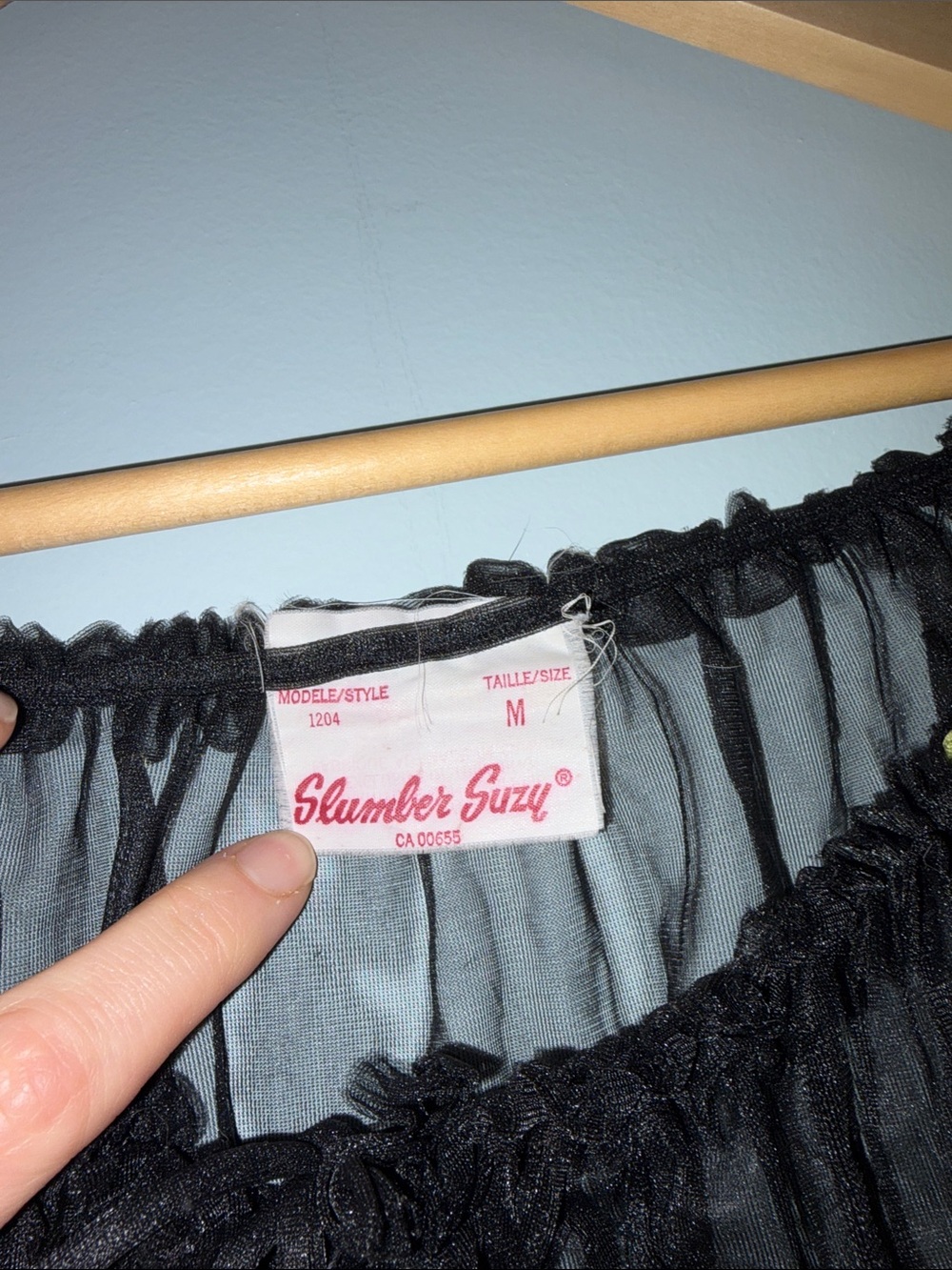 VINTAGE Babydoll Chemise Sheer Black Ruffle n Rosette mesh tank - Picture 4 of 8
